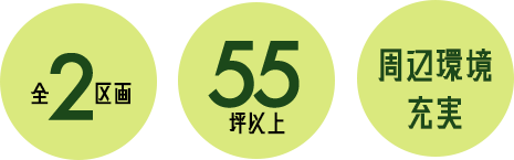 全2区画 55坪以上 周辺環境充実